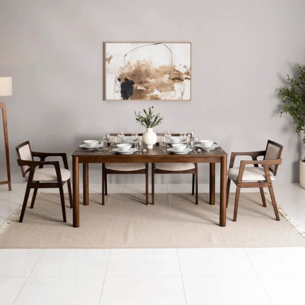 Untitled design (5) Ritzha Solid Wood 6-Seater Dining Set – Brown