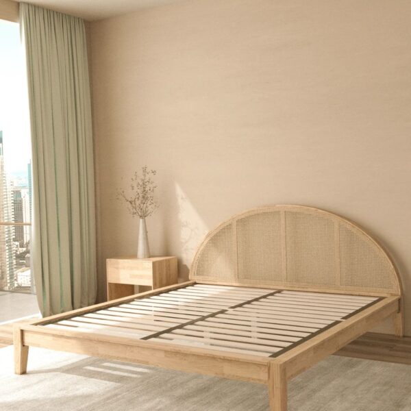 Ritzha Japanese Rattan Arch Wooden Bed